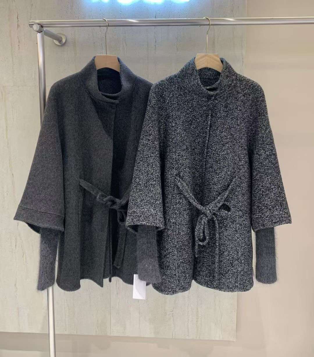 秋冬高级感赫本风双面羊毛大衣女斗篷设计中长款简约羊绒毛呢外套