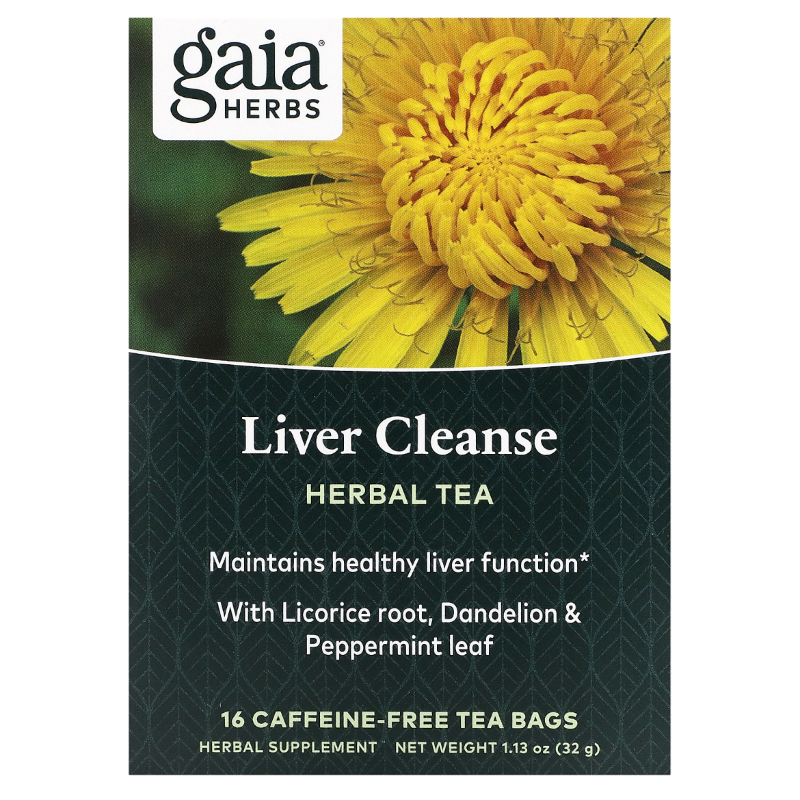 Gaia Herbs草本肝脏清体草本茶无咖啡萃取纤维提取营养16包