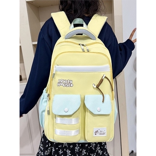 胖东来暖屿柠檬黄中小学生书包软萌少女温柔甜妹风休闲百搭多隔层