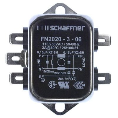 全新 FN2020-3-06〖 LINE FILTER 250VAC 3A CHASS MNT〗