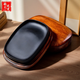 歙砚素砚天然原石砚台书法专用多功能墨盒墨砚水碟原石天然石