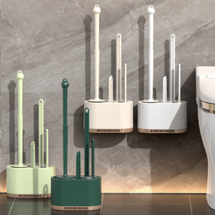 通用多头马桶刷套装厕所刷卫生间清洁用品壁挂式收纳盒四合一套装