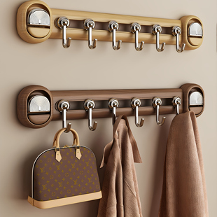 木纹吸盘门后挂钩免打孔强力承重玄关挂衣架浴室墙上一排无痕粘胶