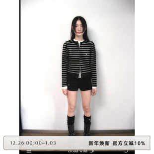 CLOUD 黑白条纹毛衣外套女早春针织上衣原创设计感 WILD白云野边