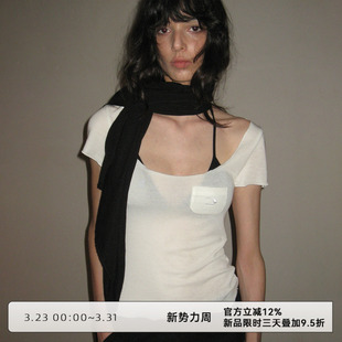 透视上衣夏季 CLOUD 百搭T恤女薄款 正肩修身 WILD白云野边大u领短袖