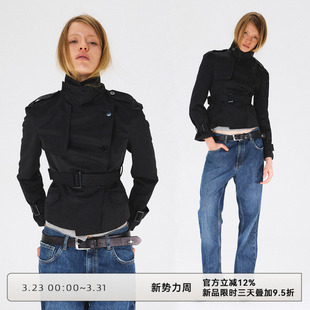 CLOUD 立领风衣外套女系带显瘦上衣 WILD白云野边高密重工立体短款