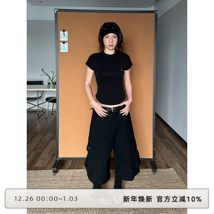 圆领正肩收腰上衣设计感基础款 CLOUD 女t恤夏季 短袖 WILD白云野边