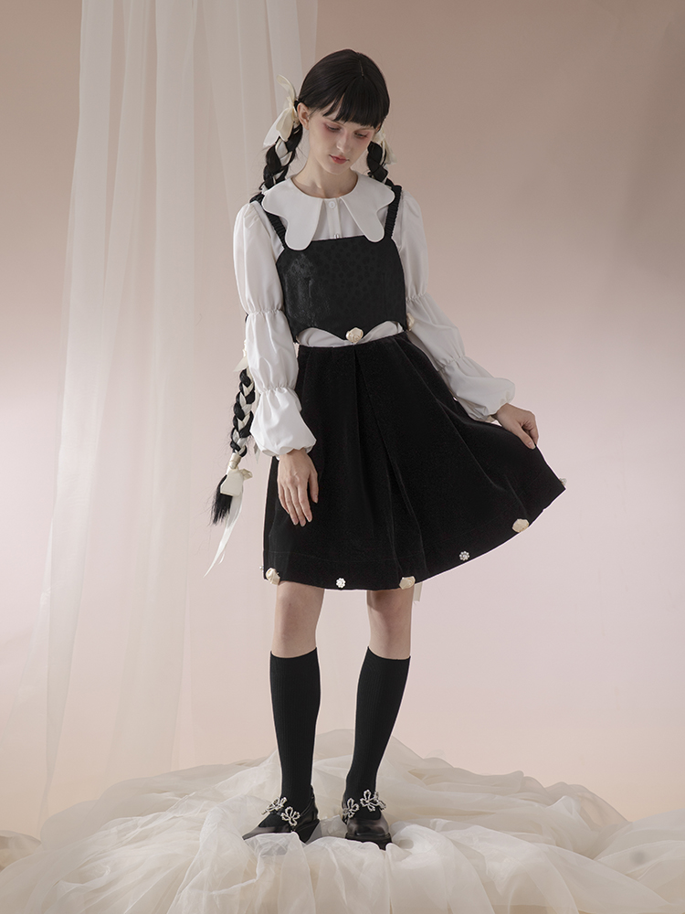 少女半身裙珍珠丝绒半身裙小众