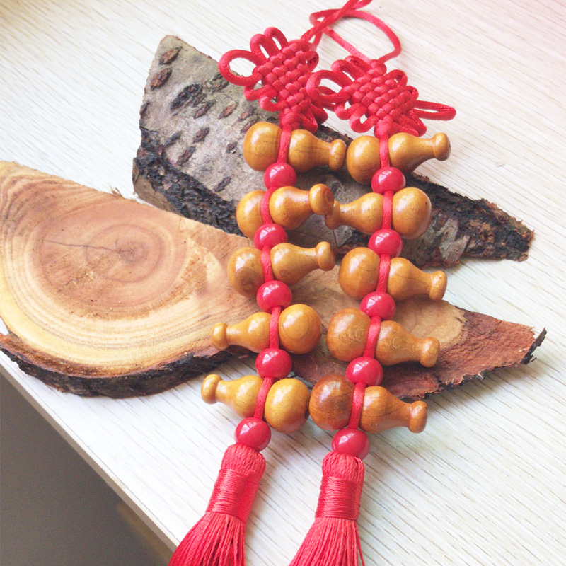 五福桃木葫芦挂件挂饰