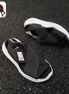 Nike/耐克正品 BENASSI 18女黑武士绑带运动休闲凉拖鞋AO2722