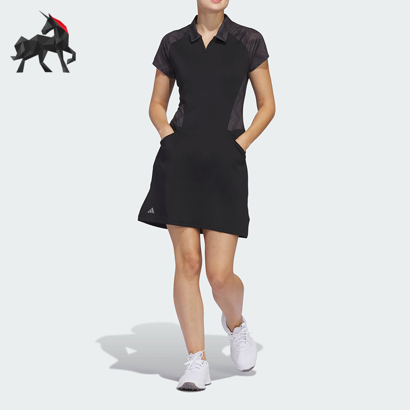 阿迪达斯女士运动翻领短袖连身裙