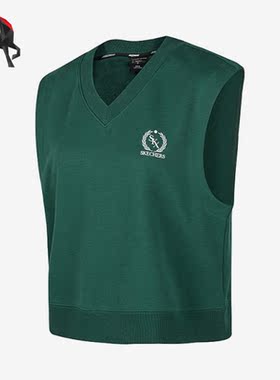 Skechers/斯凯奇正品女子V领复古针织背心马甲P423W046-02A2