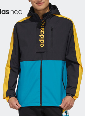 Adidas/阿迪达斯正品NEO秋季新品男子休闲连帽夹克外套FK9945