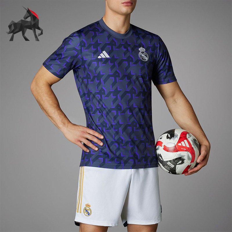 Adidas/阿迪达斯正品皇马男士足球热身运动短袖球衣IQ0544