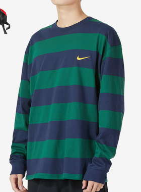 Nike/耐克正品秋冬男子休闲条纹运动透气长袖T恤 DV9147-410