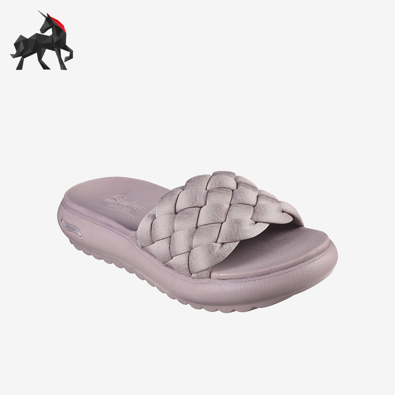 Skechers/斯凯奇正品夏季女士时尚麻花编织休闲一字拖鞋