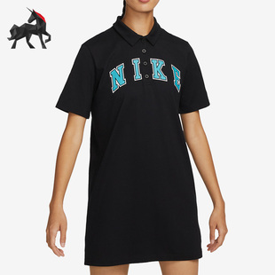 Nike/耐克正品翻领印花短袖女子运动连衣裙FQ7010-010