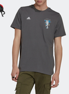 Adidas/阿迪达斯正品春季足球男子运动休闲短袖T恤HG1952