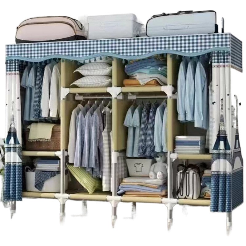 衣柜简易布衣柜钢管加粗加厚双人单人衣橱牛津布收纳超大布艺柜厂