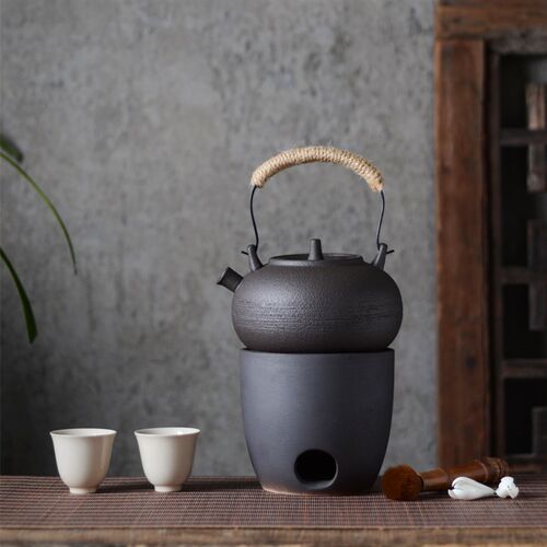 家用陶瓷茶具泡茶烧水壶茶壶陶壶圆形电陶炉煮茶炉小茶炉1000毫升