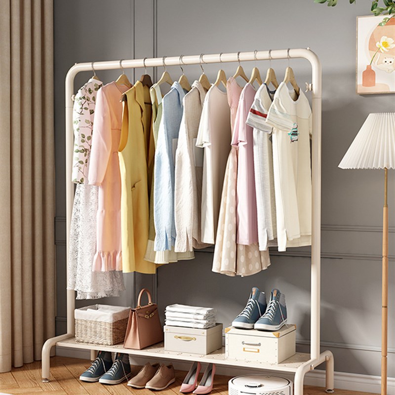 晾衣架落地家用单杆式衣帽架阳台晾晒衣服架卧室内租房折叠挂极凯