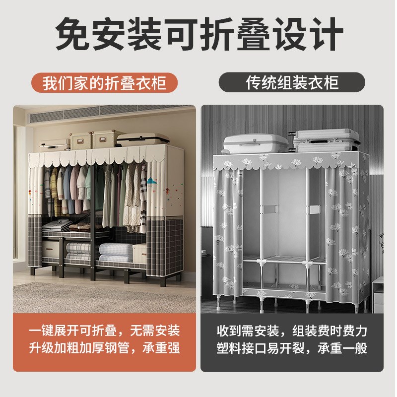 衣柜免安装简易折叠布衣柜家用卧室收纳出租房宿舍挂衣橱2025新款