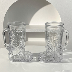 靴子杯啤酒杯扎啤杯啤酒杯稀奇古怪饮料果汁杯花纹杯子稀奇古怪