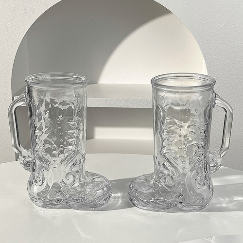 靴子杯啤酒杯扎啤杯啤酒杯稀奇古怪饮料果汁杯花纹杯子稀奇古怪