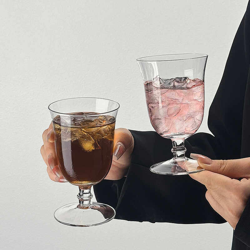简约ins高颜值玻璃杯夏天冷饮料果汁杯调鸡尾酒气泡水高脚司令杯