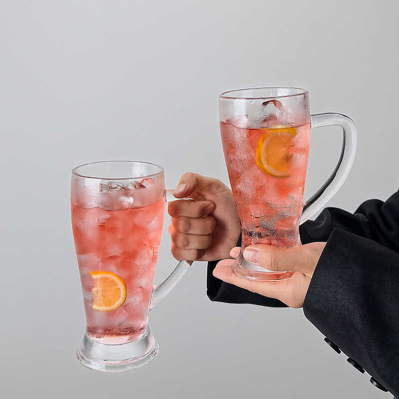 玻璃拿铁带把饮料杯带把啤酒杯