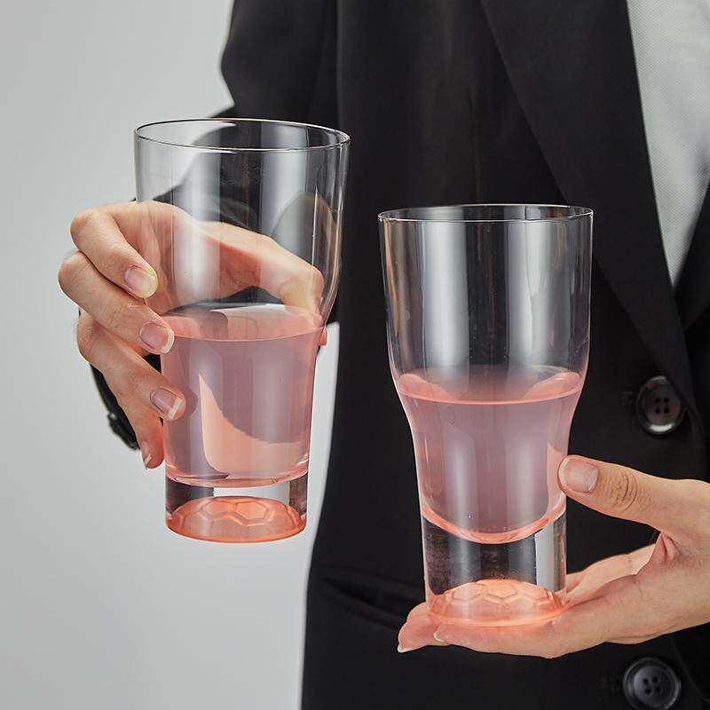 ins风粉色磨砂质感金足玻璃杯
