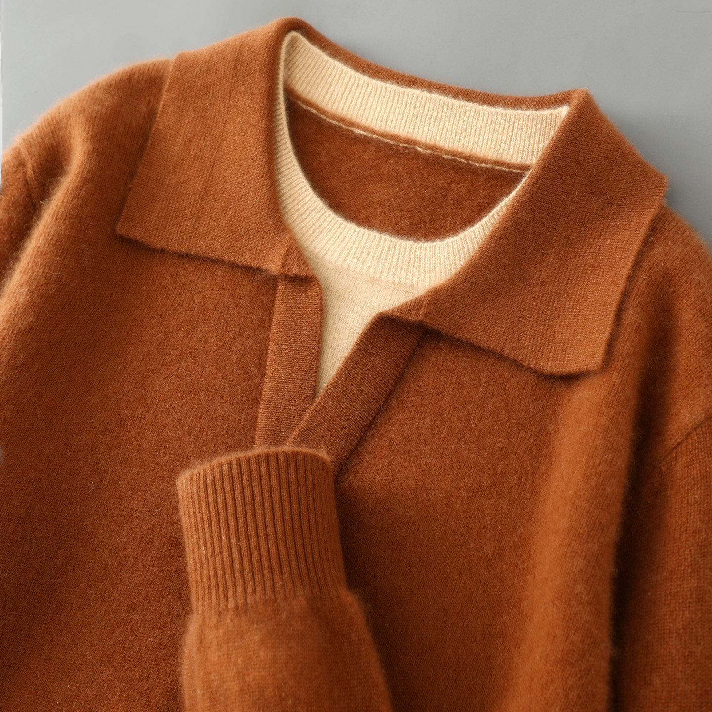 假两件100%纯羊毛衫男毛衣套头长袖秋冬季宽松休闲针织打底羊绒衫