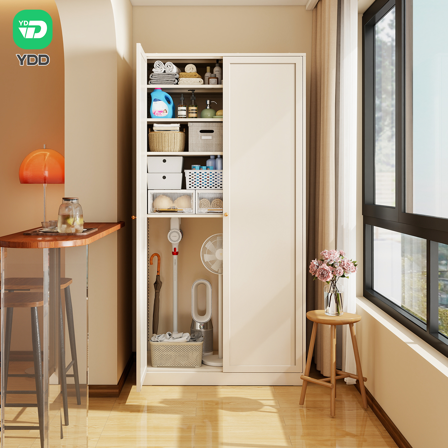 YDD家用阳台储物柜卧室双门