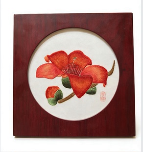 广府礼品 海心桥猎德桥广绣荔枝广绣红棉摆件