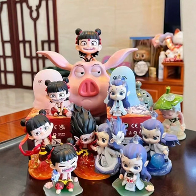 哪吒之魔童闹海摆件敖丙盲盒电影同款牵手哪吒手办泡泡玛特