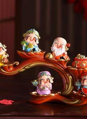 五福财神爷摆件招财家用旺宅办公室玄关客厅装饰品店铺开业乔迁礼