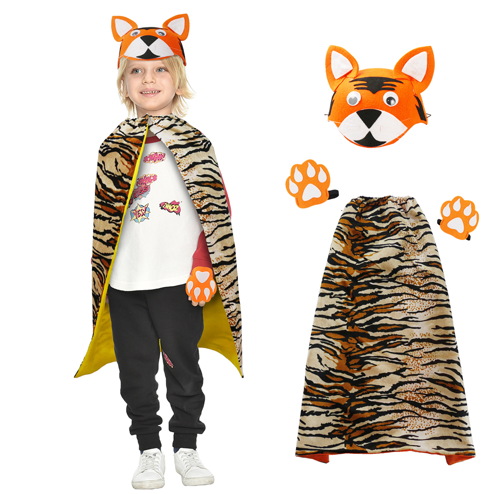 老虎帽子套装仿真幼儿生肖表演服