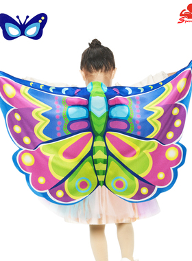 5-8岁儿童蝴蝶翅膀披风蓝色粉色紫色道具舞台万圣节cos表演服宝宝