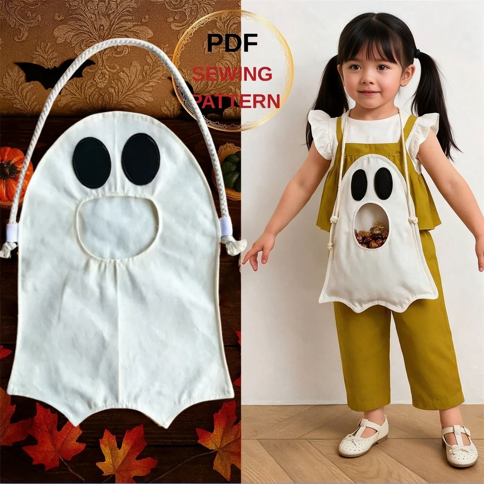 万圣节幽灵鬼袋Halloween Ghost Bag PatternDIY儿童讨糖果收纳袋