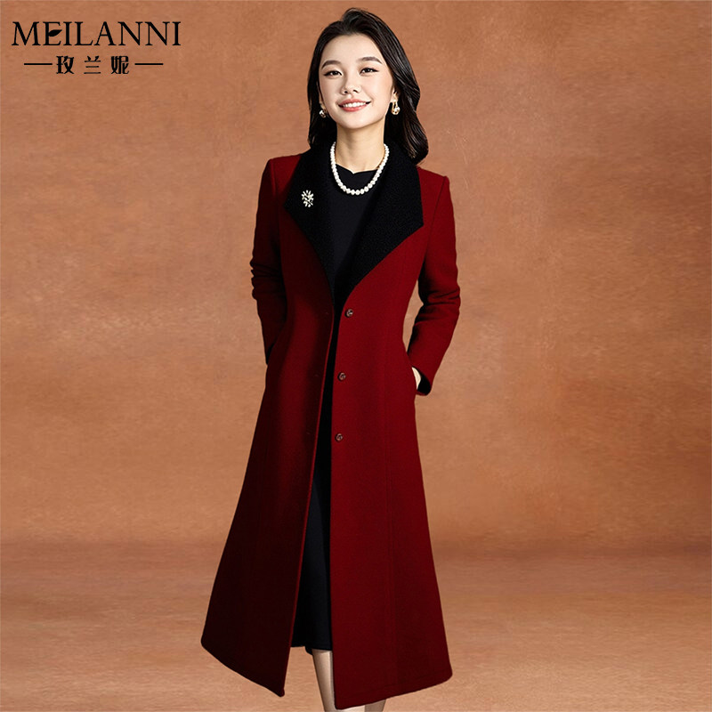 玫兰妮双面穿大衣贵夫人毛呢外套