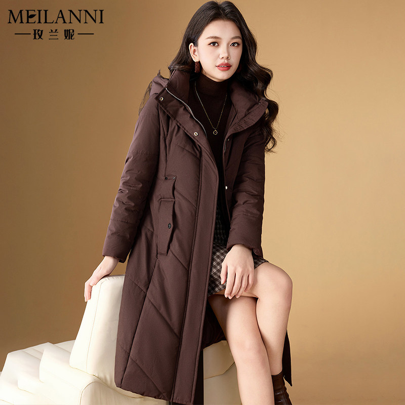 气质收腰中长款保暖棉服女秋冬