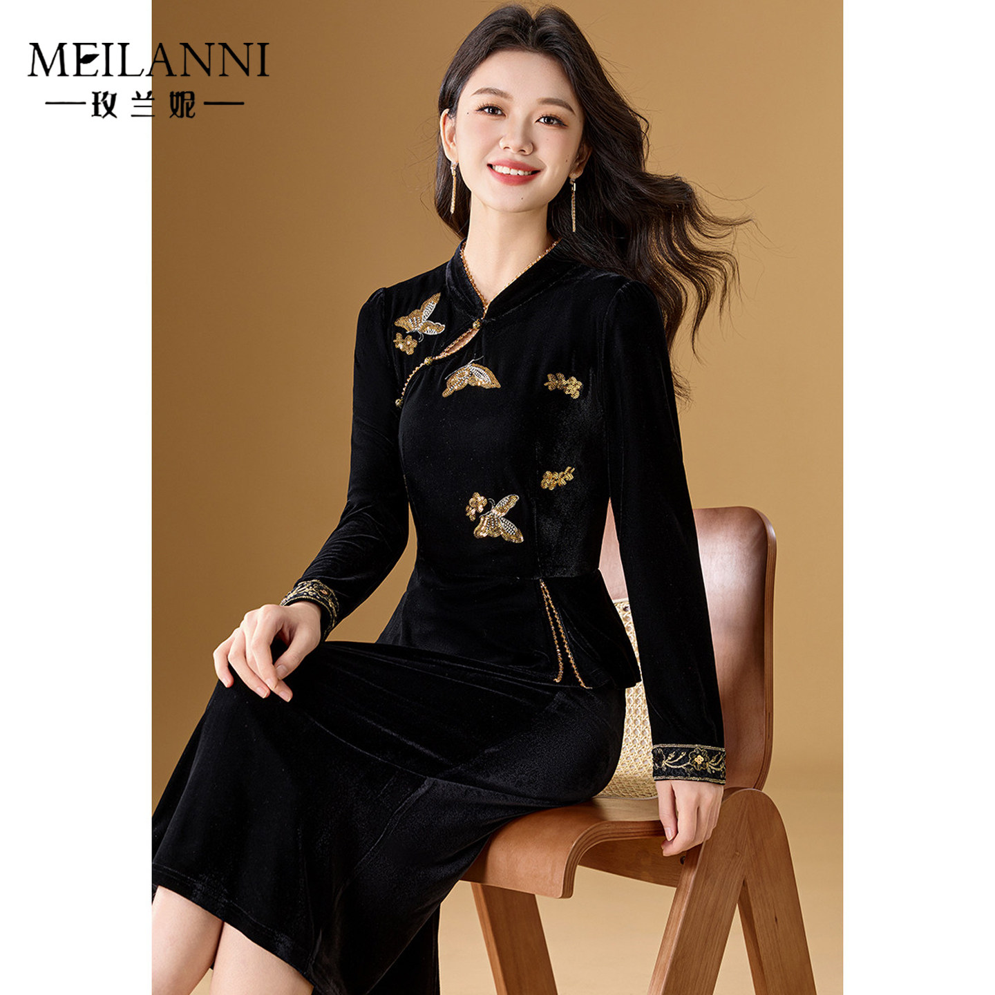 假两件国风刺绣改良旗袍连衣裙女春新款2026轻奢高级感新中式裙子
