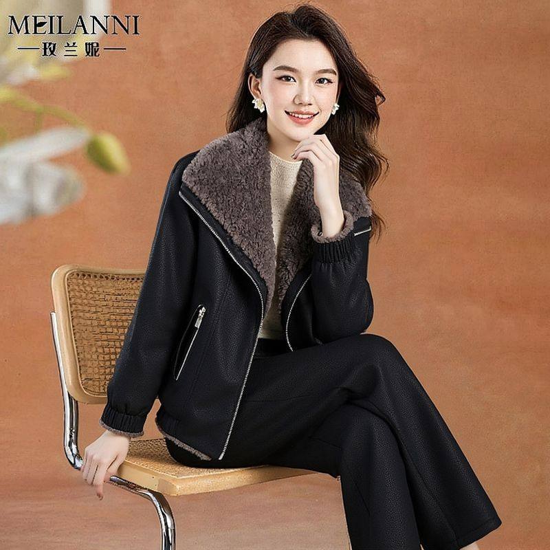 双面穿仿羊羔毛加厚皮衣外套女冬
