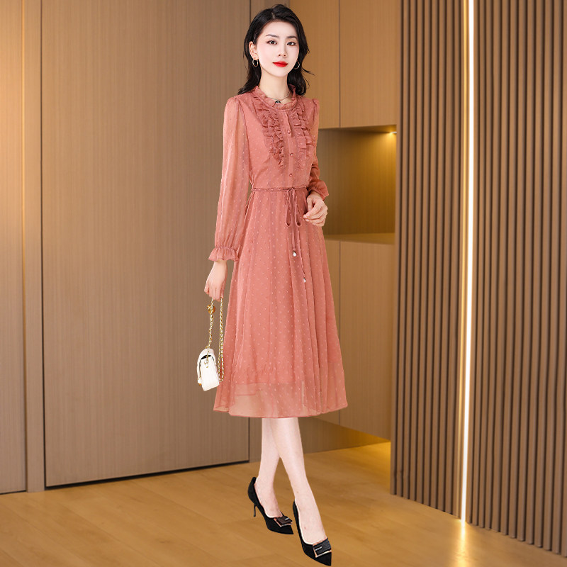 广州十三行长袖连衣裙秋季2026新款女喜婆婆结婚中年妈妈高端裙子