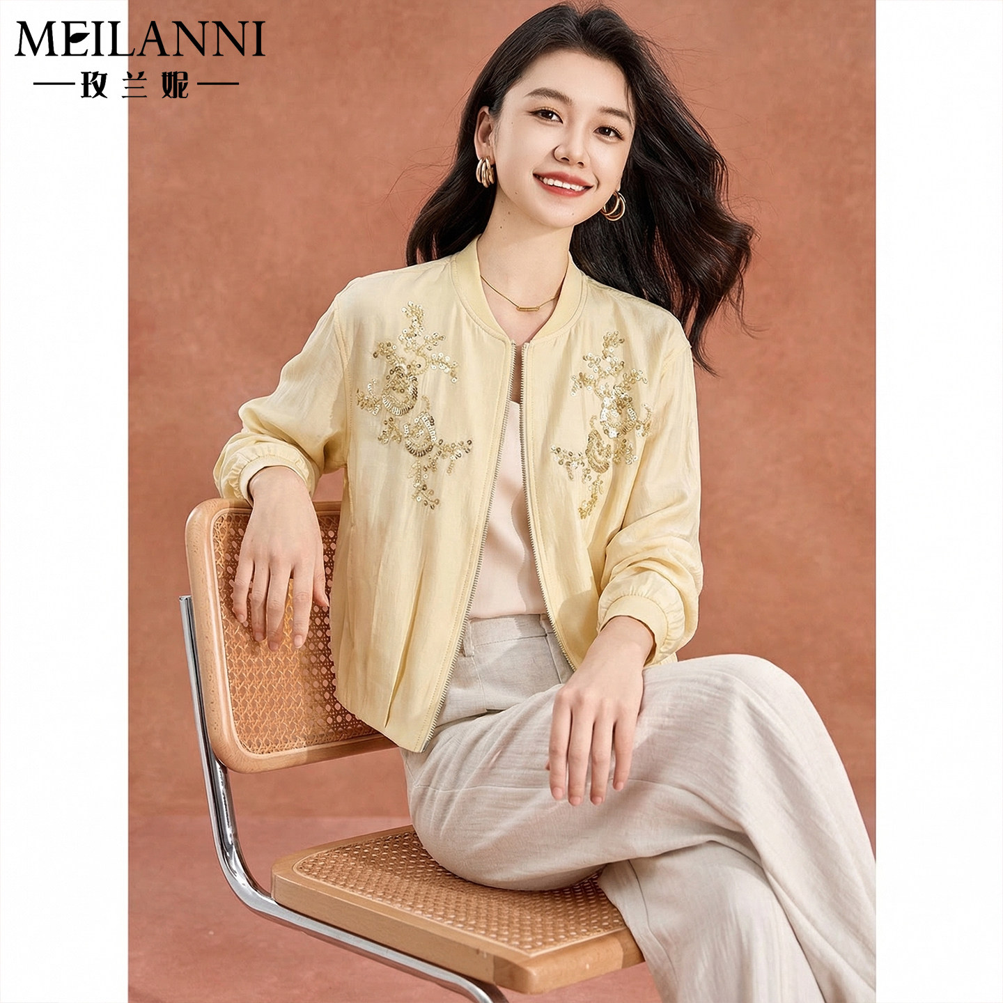 玫兰妮新中式外套气质高端棒球服