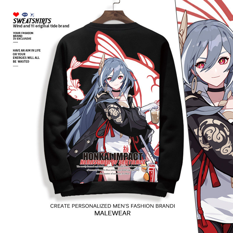 冬季加绒卫衣男士圆领外套动漫崩坏三符华之律者游戏周边长袖T恤