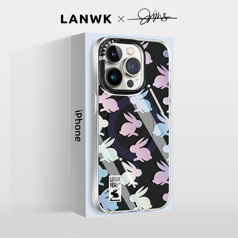 【2件5折】lanwk适用苹果14promax手机壳新款个性iPhone14pro防摔13Promax小众高级感保护套女士爆款迷幻兔
