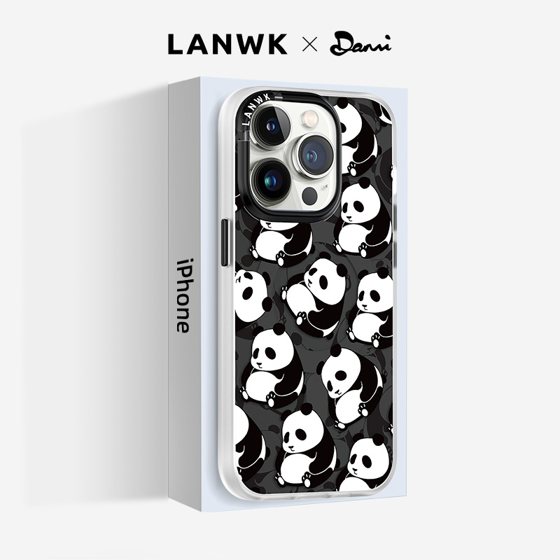 苹果13/14壳抗菌磁吸黑白熊猫