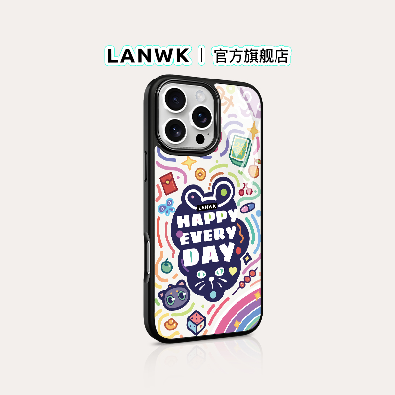 「终极快乐」LANWK新款高级适用苹果16/15pro手机壳ins磁吸iPhone14promax可爱外壳苹果12/13plus原创保护套