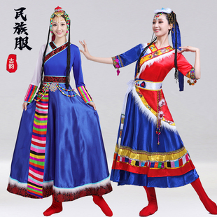 舞蹈演出服藏式 女成人长水袖 大摆裙表演服饰藏族合辑 藏族服装 新款